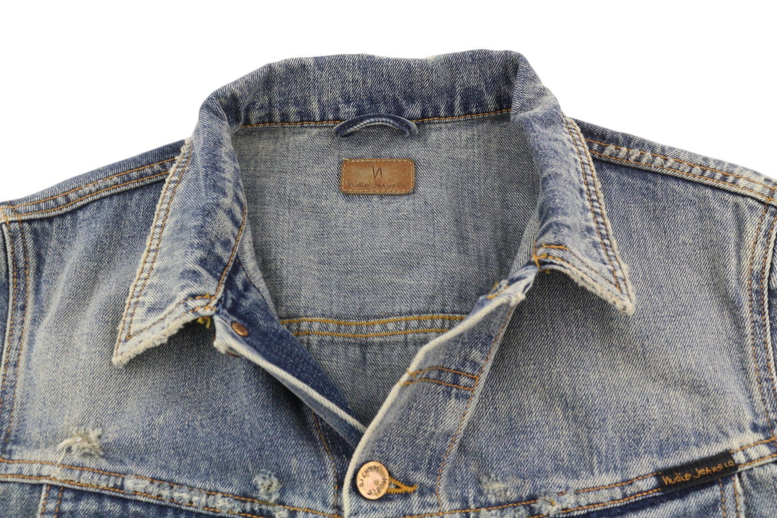 NUDIE JEANS Billy Men Jacket M Shimmering Indigo Vintage Denim Ripped Distress