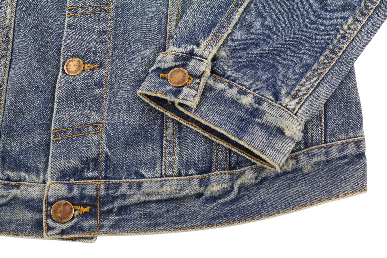 NUDIE JEANS Billy Men Jacket M Shimmering Indigo Vintage Denim Ripped Distress