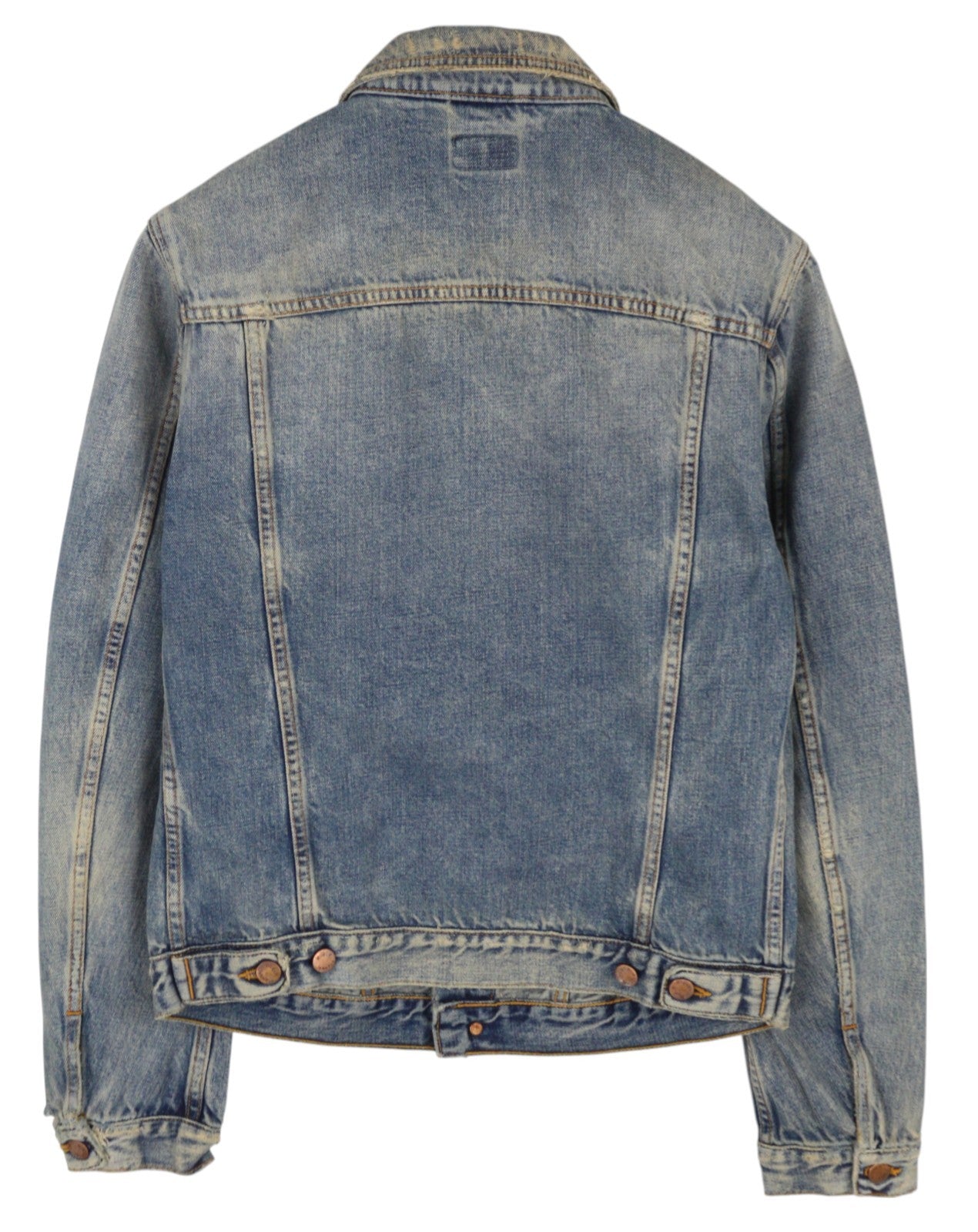 NUDIE JEANS Billy Men Jacket M Shimmering Indigo Ripped Denim Distress Logo