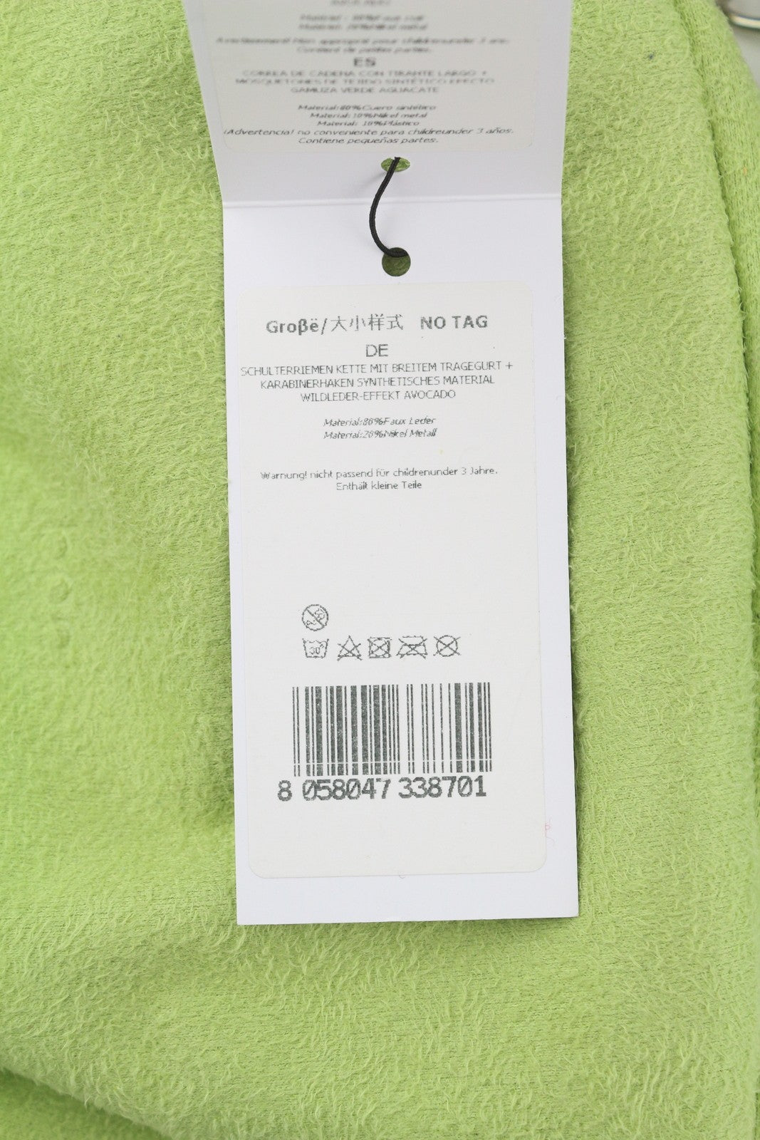 O BAG Extra Pocket Women Bag OS Green Faux Suede Silver Chain Crossbody