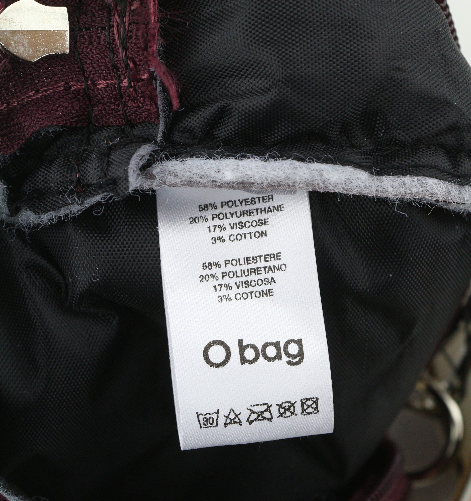 O BAG Extra Pocket Women Bag OS Burgundy Zip Closure Adjustable Crossbody Strap