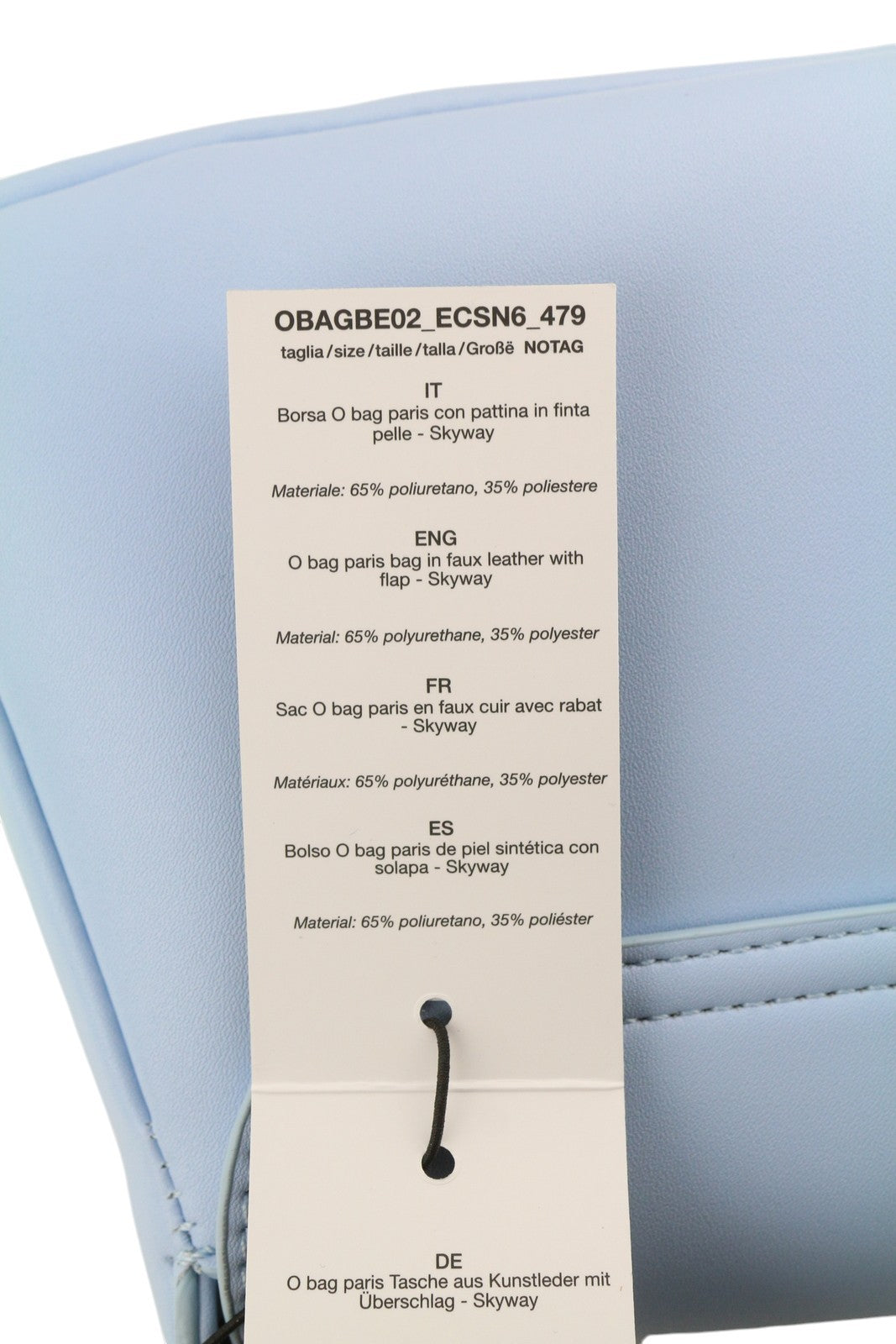 O BAG Con Pattina Women Bag OS Light Blue Lined Logo Square Crossbody Baguette