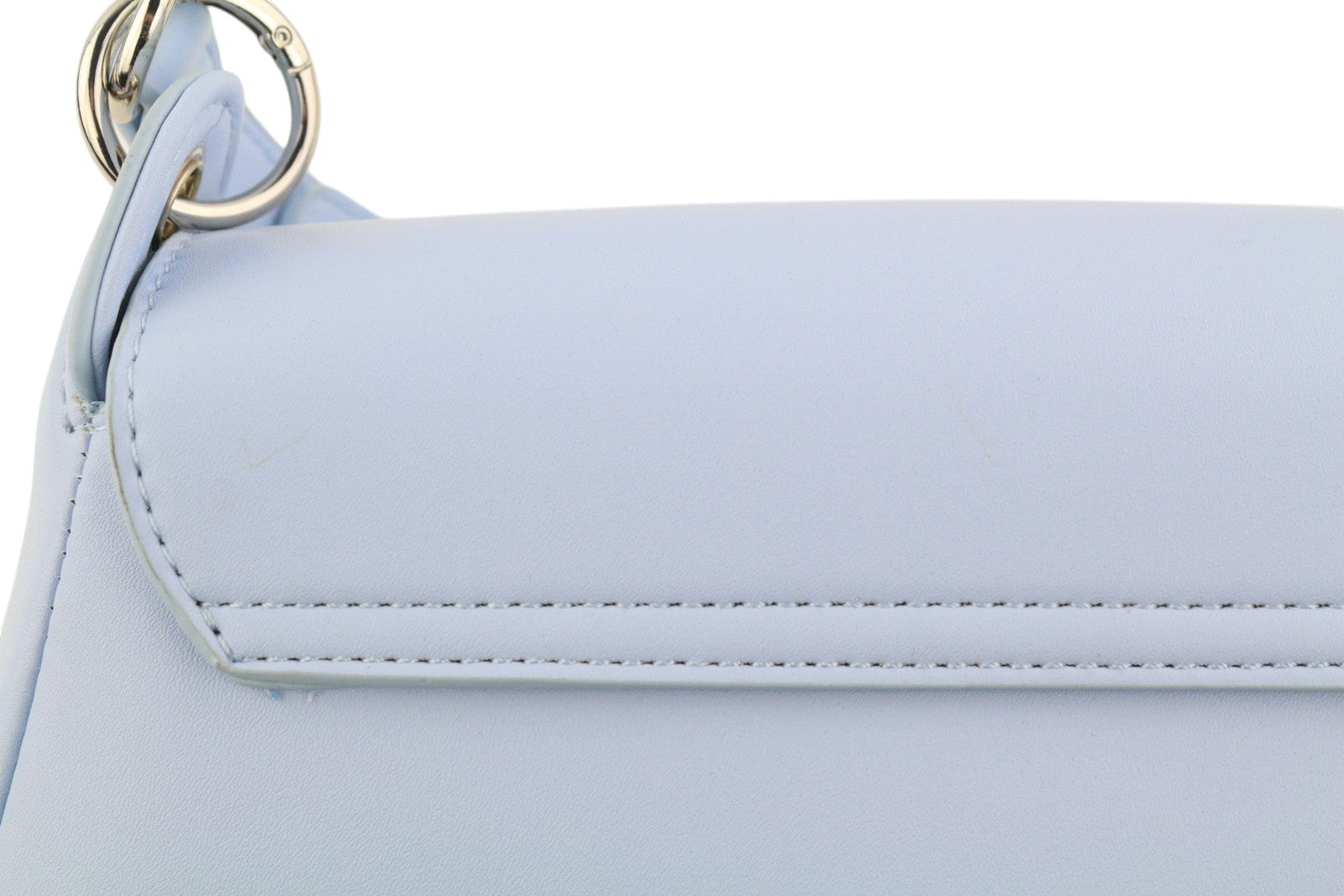 O BAG Con Pattina Women Bag OS Light Blue Lined Logo Square Crossbody Baguette