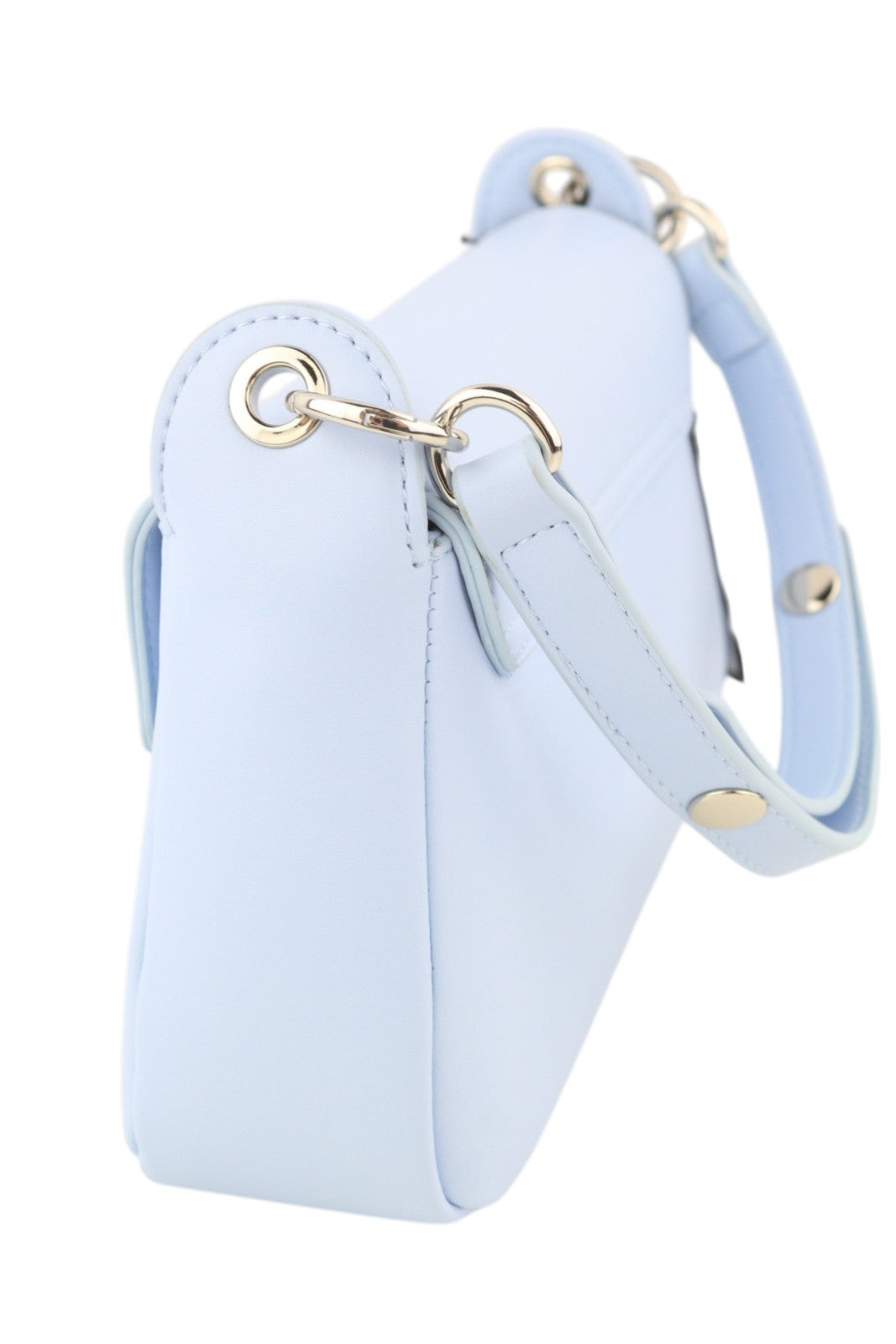 O BAG Con Pattina Women Bag OS Light Blue Lined Logo Square Crossbody Baguette