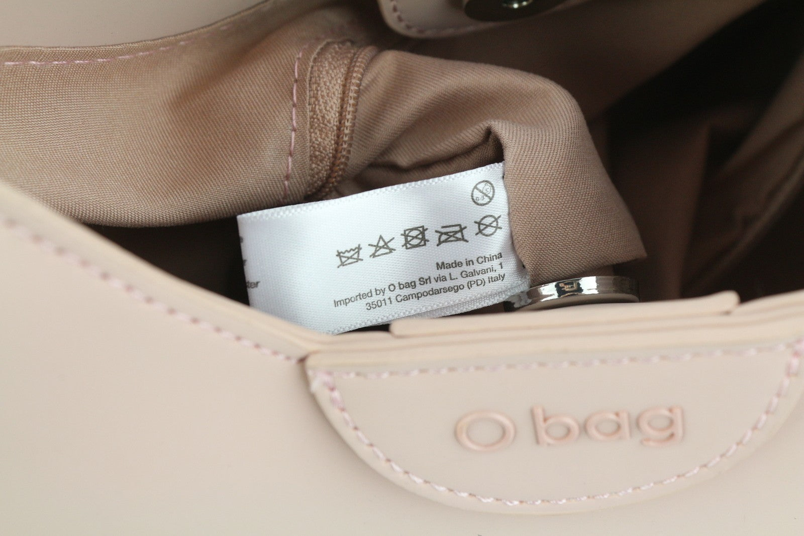 O BAG Ginevra Women Bag OS Light Pink Lined Hobo Crossbody Magnetic Closure