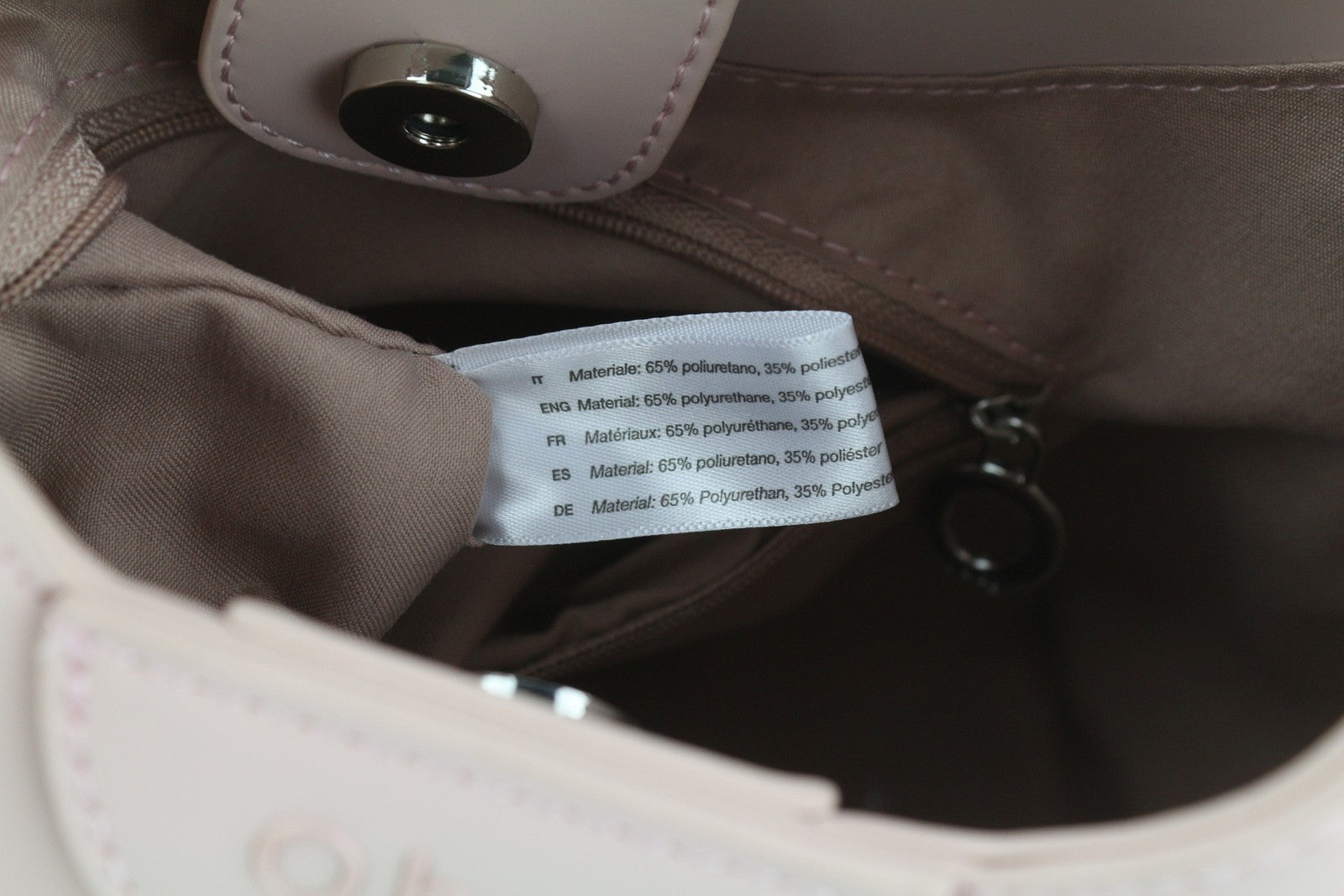 O BAG Ginevra Women Bag OS Light Pink Lined Hobo Crossbody Magnetic Closure