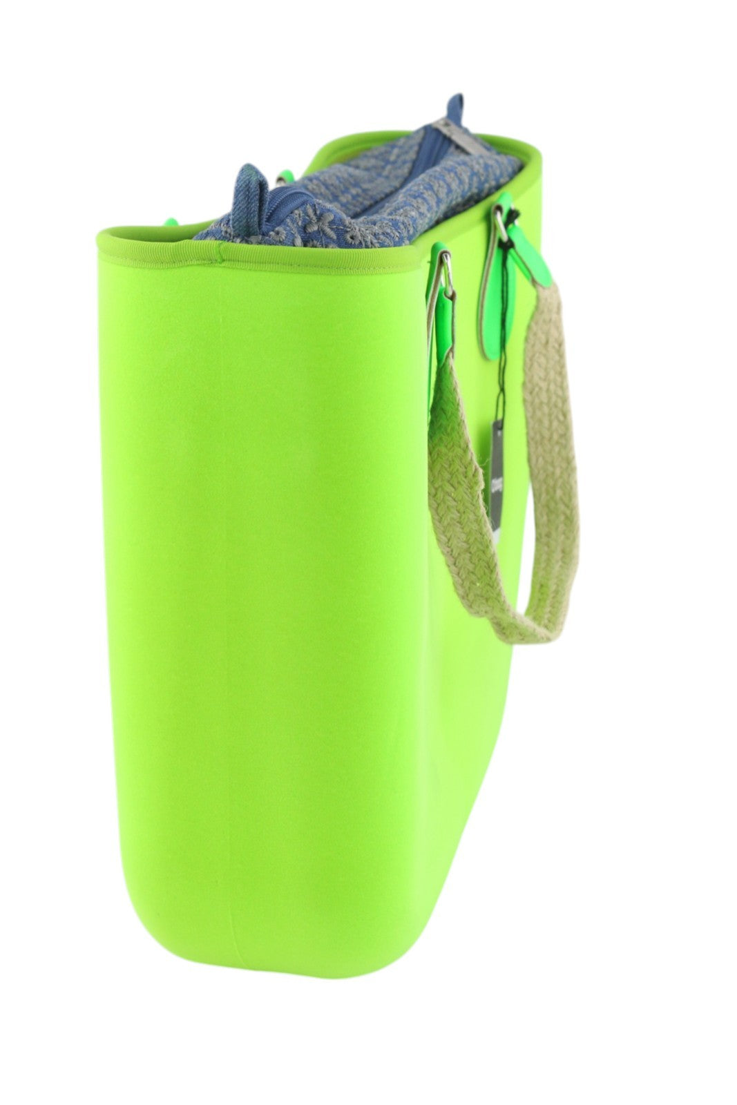 O BAG Armenia Women Bag OS Neon Green Inner Pouch Double Handle Tote Logo
