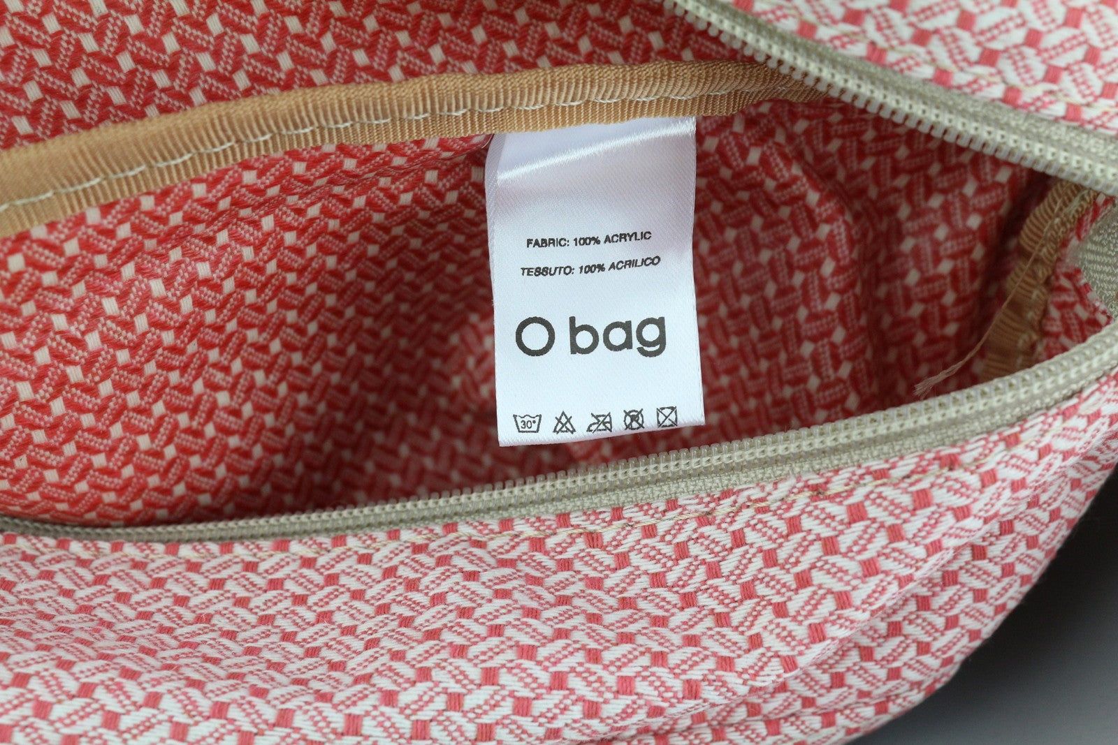 O BAG Women Bag OS Grey Soft Inner Zip Pouch Double Handle Square Logo