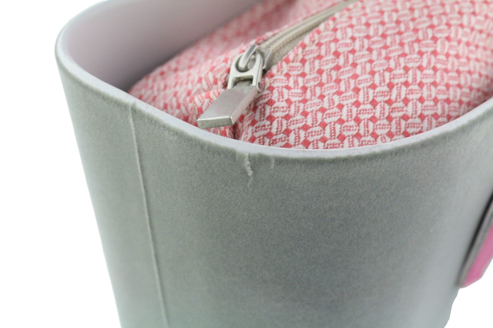 O BAG Women Bag OS Grey Soft Inner Zip Pouch Double Handle Square Logo