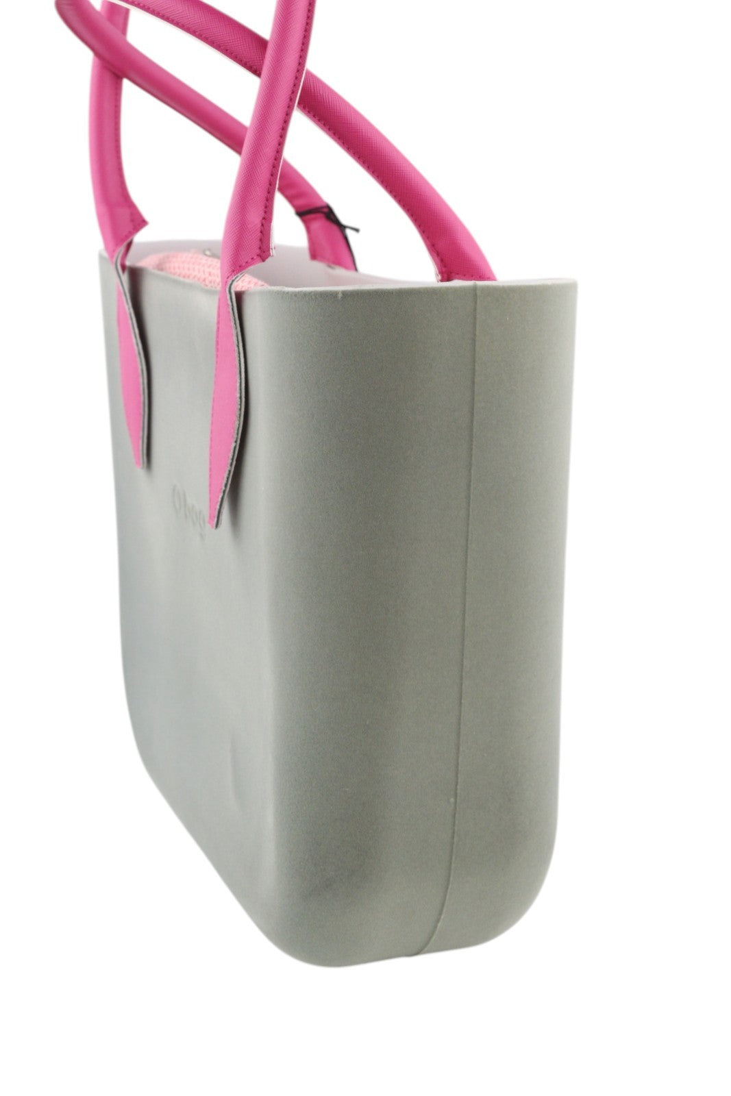 O BAG Women Bag OS Grey Soft Inner Zip Pouch Double Handle Square Logo