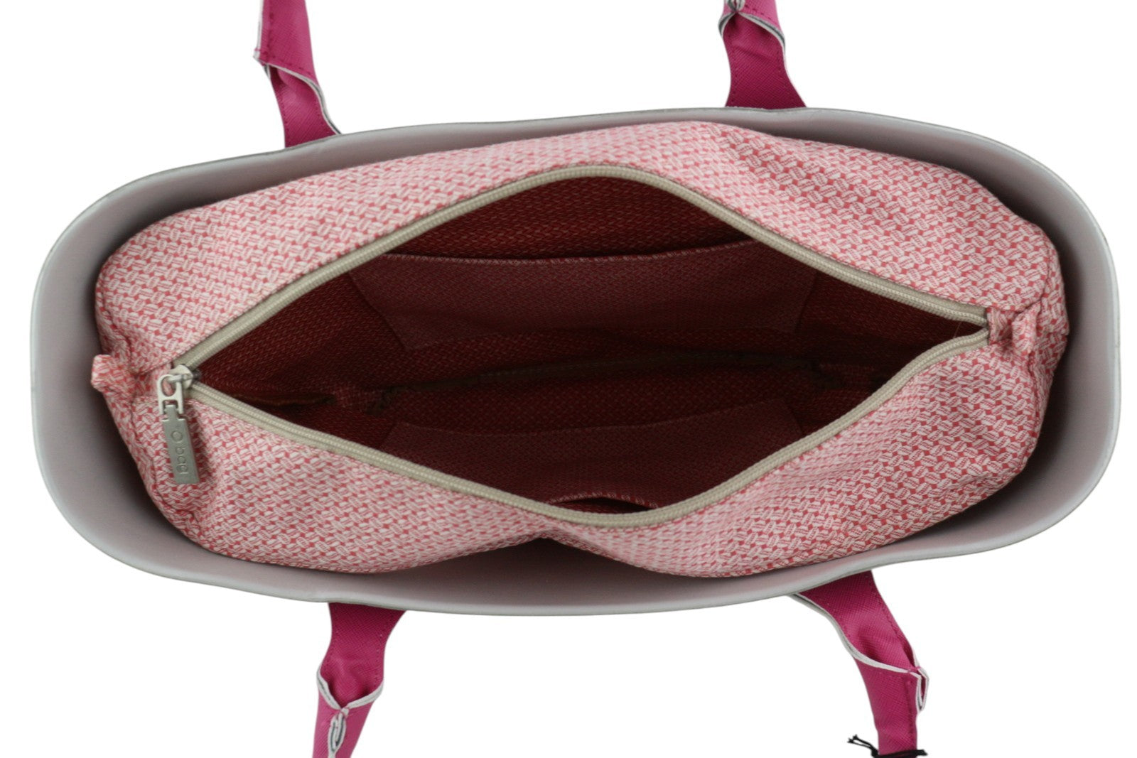 O BAG Women Bag OS Grey Soft Inner Zip Pouch Double Handle Square Logo