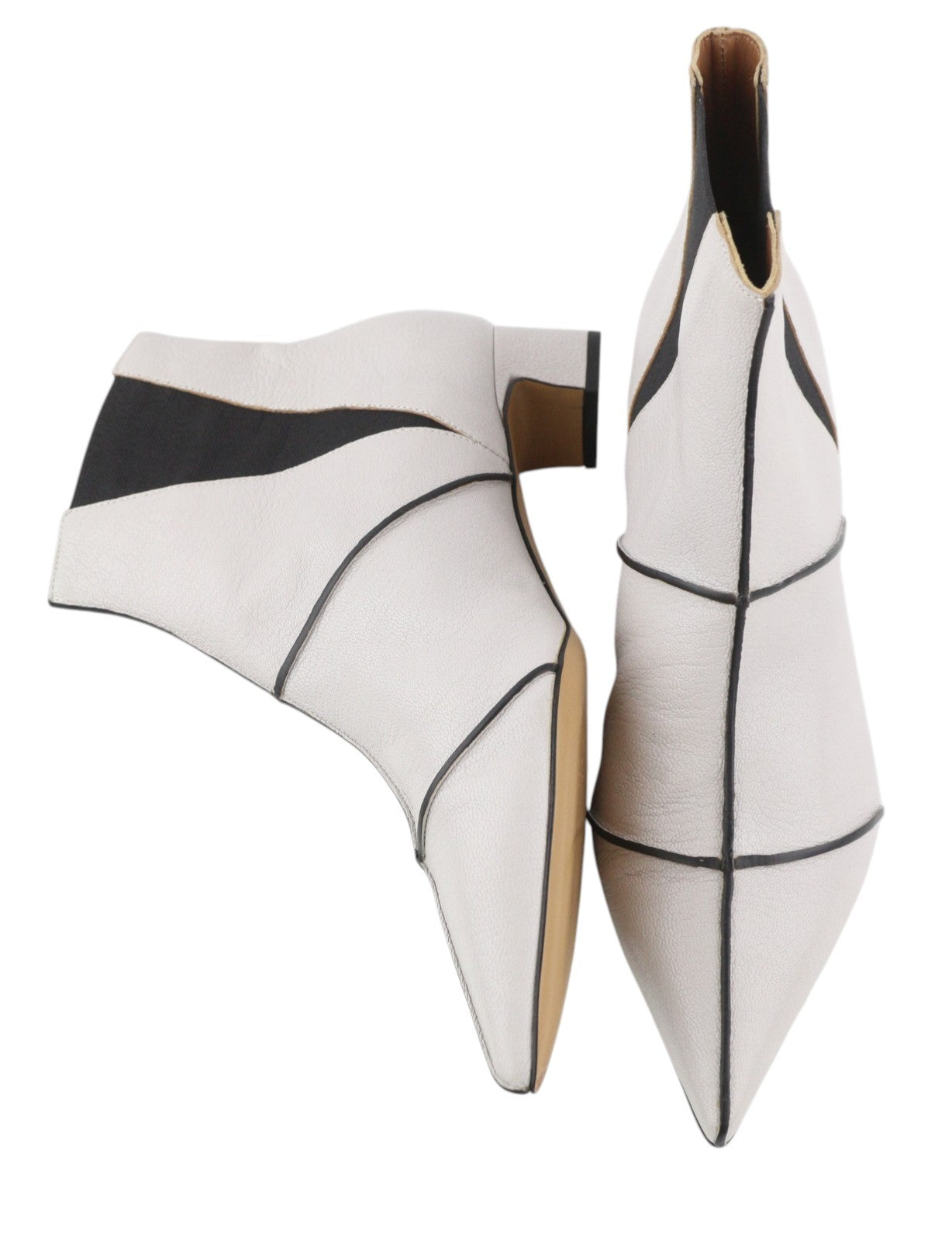 EMPORIO ARMANI X3M311 Women Shoes EU37 White Leather Pointed Toe Heeled Ankle