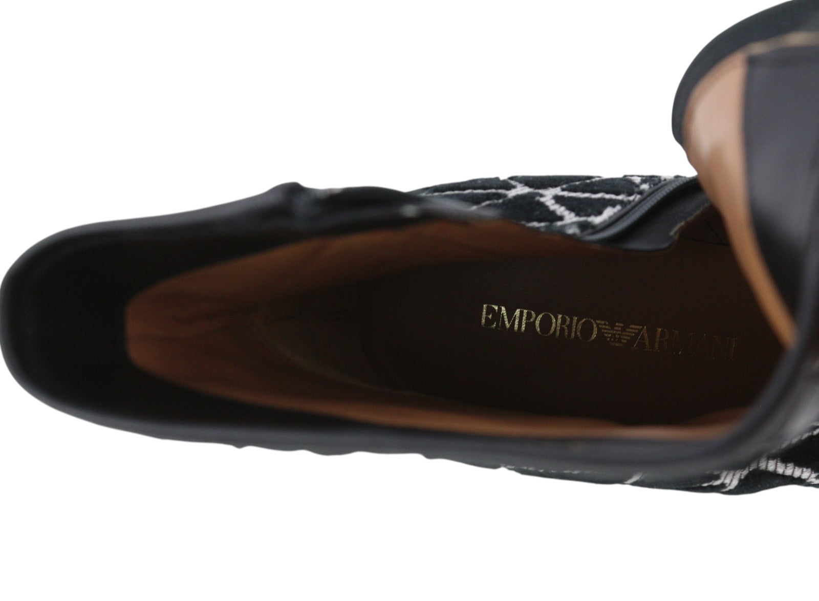 EMPORIO ARMANI X3M294 Women Boots EU37 Black Leather Logo Detail Heeled Ankle