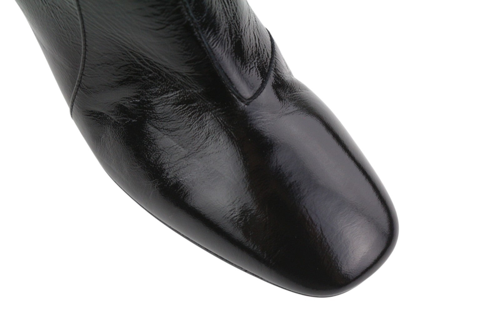 EMPORIO ARMANI Women Boots EU37 Black Patent Leather Shiny Heeled Ankle Zipper