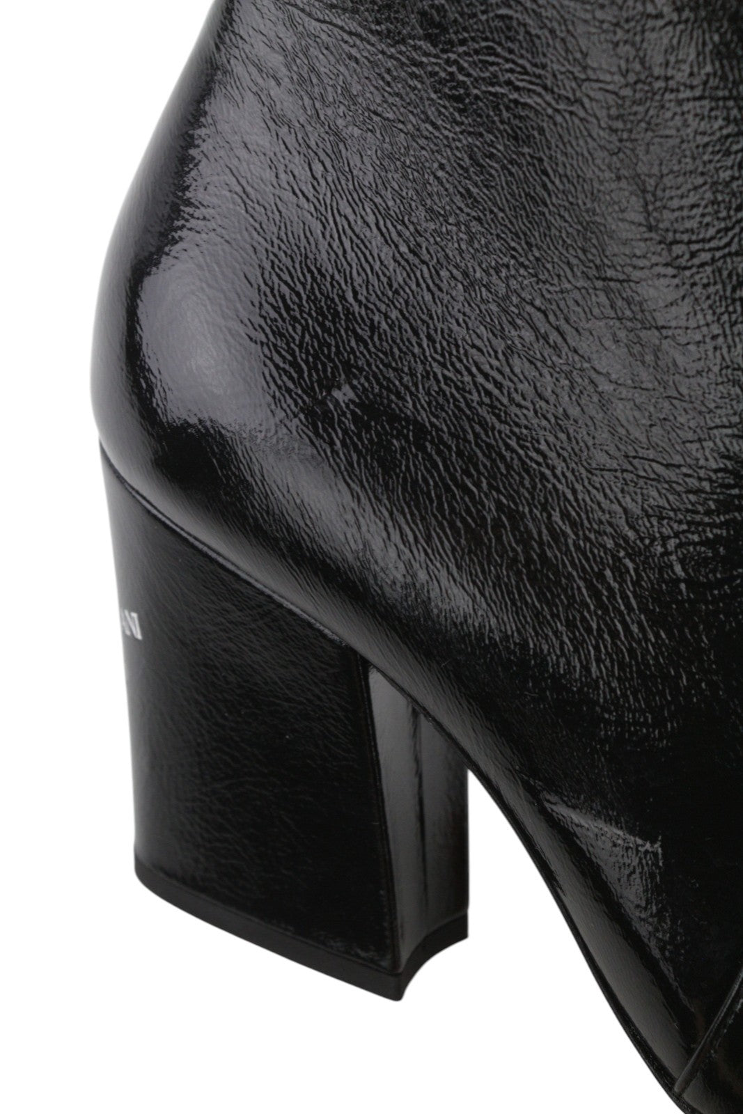 EMPORIO ARMANI Women Boots EU37 Black Patent Leather Shiny Heeled Ankle Zipper