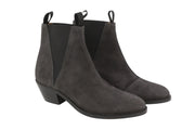 EMPORIO ARMANI Women Boots EU37 Dark Grey Suede Leather Cowboy Almond Ankle