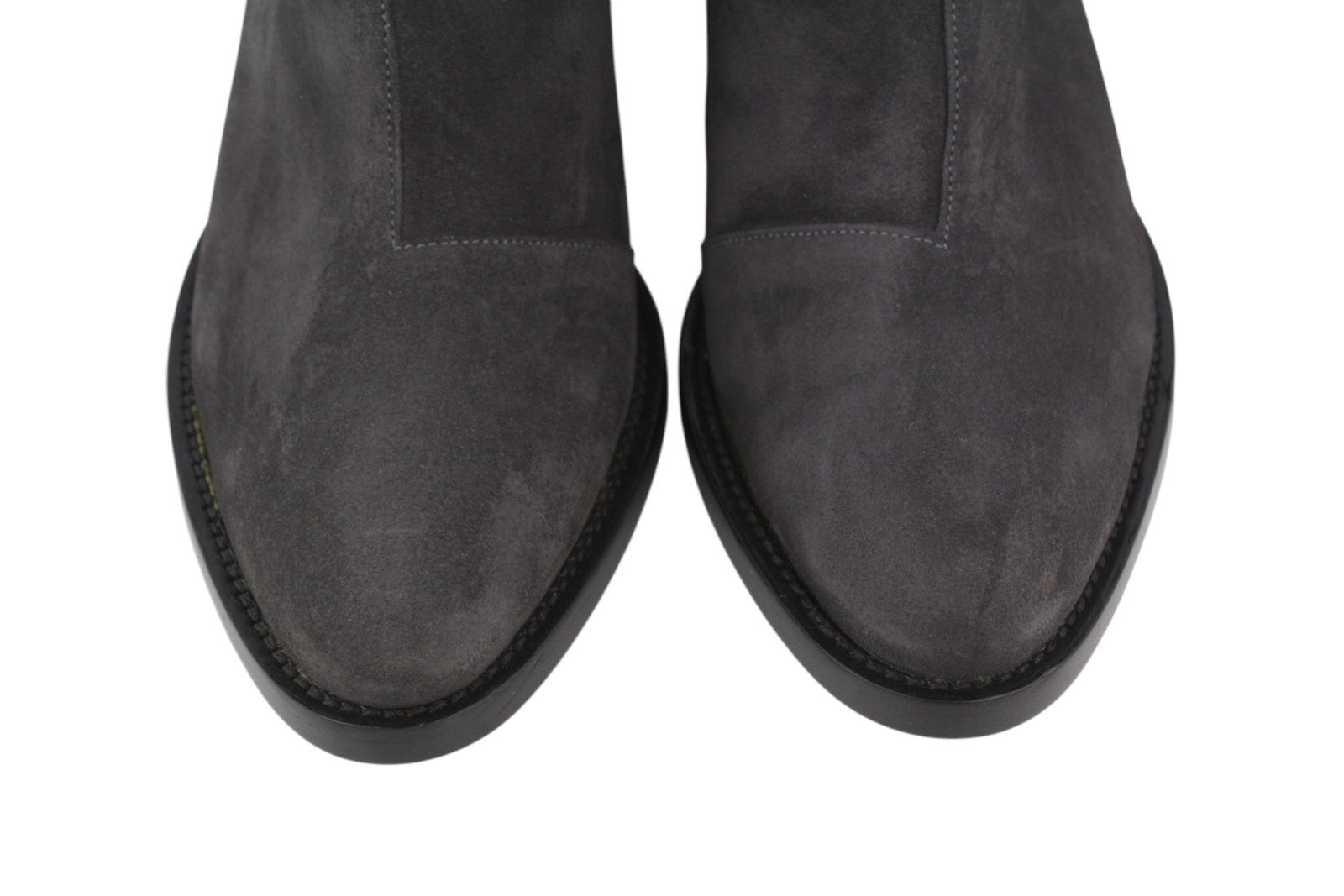 EMPORIO ARMANI Women Boots EU37 Dark Grey Suede Leather Cowboy Almond Ankle