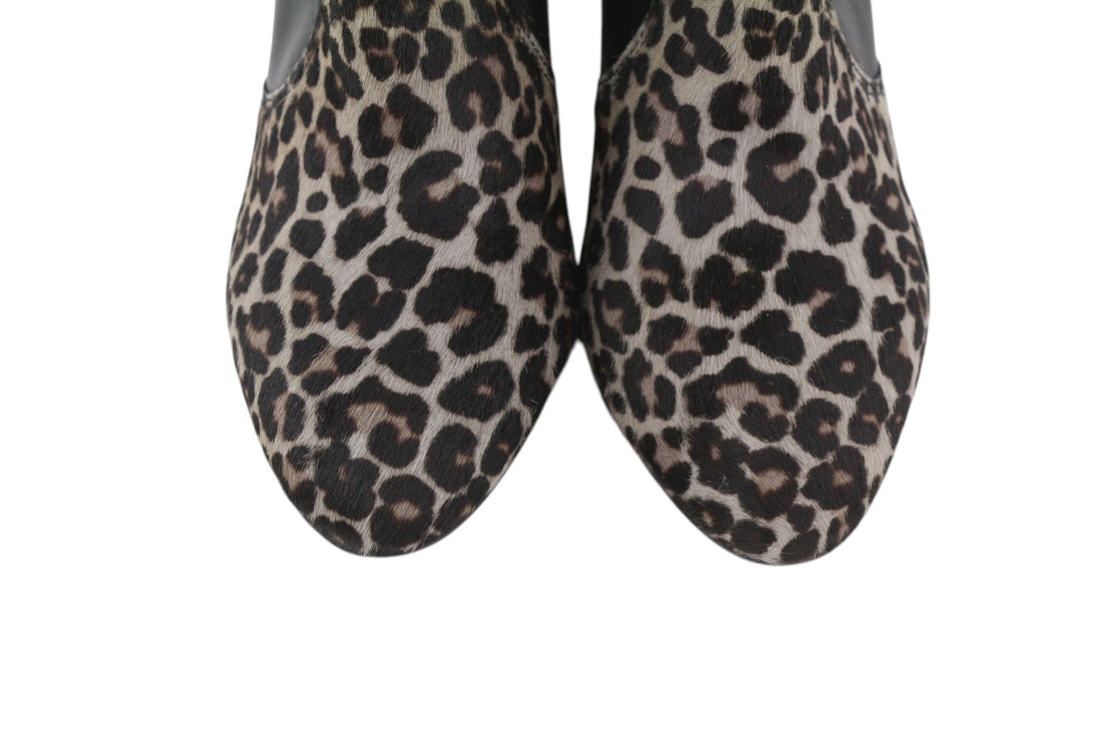 EMPORIO ARMANI Women Boots EU37 Black Leather Leopard Print Heeled Cowboy