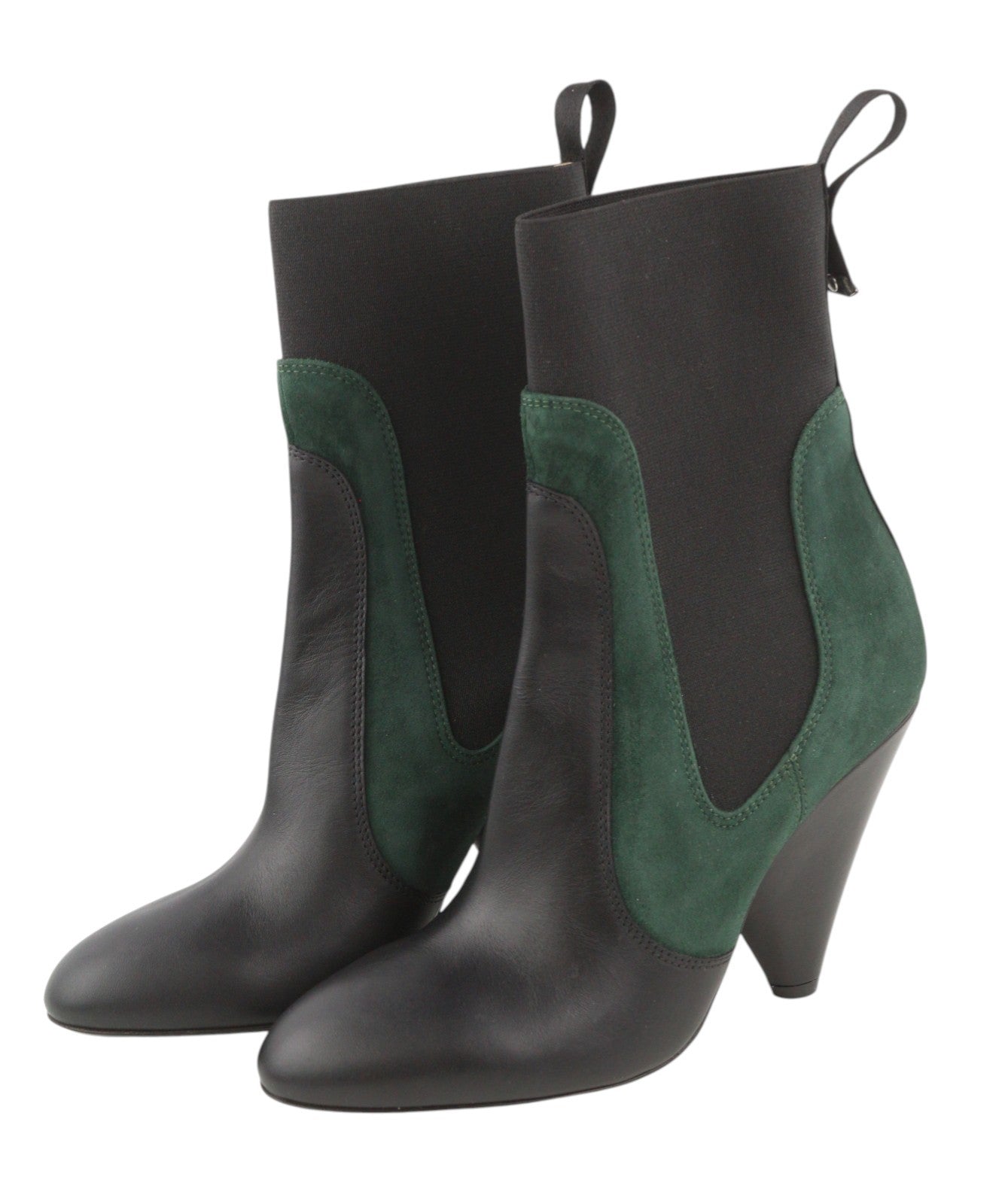 EMPORIO ARMANI Women Boots EU37 Black Suede Leather Almond Toe Cowboy Mid Top