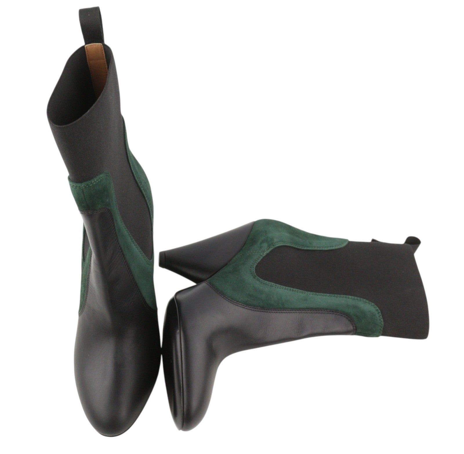 EMPORIO ARMANI Women Boots EU37 Black Suede Leather Almond Toe Cowboy Mid Top