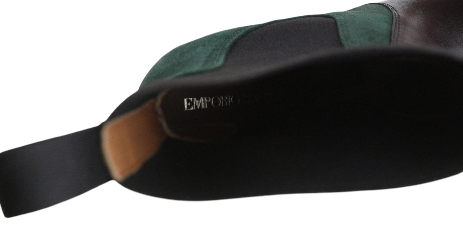 EMPORIO ARMANI Women Boots EU37 Black Suede Leather Almond Toe Cowboy Mid Top