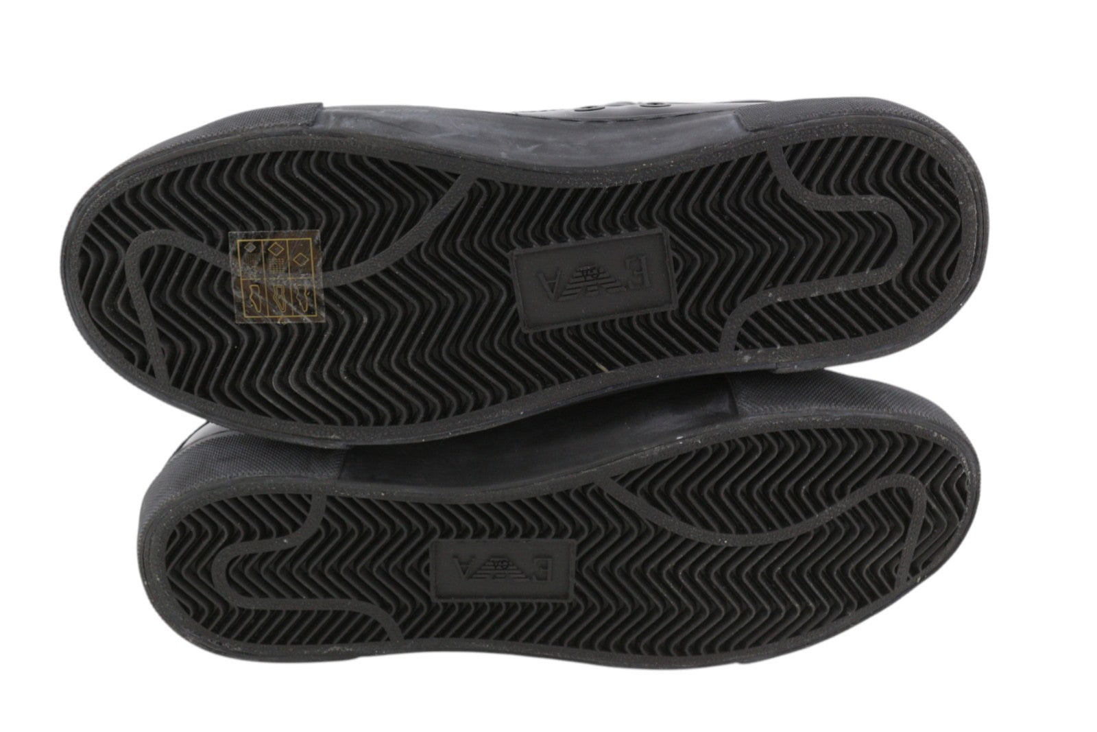 EMPORIO ARMANI Women Shoes EU37 Black Holographic Leather Touch Fastener Ankle