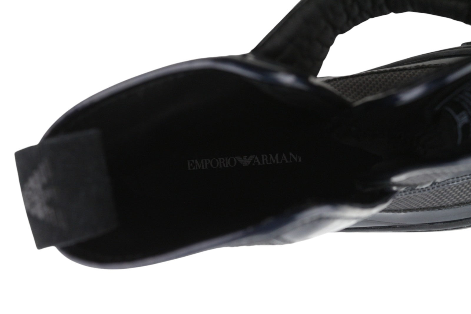 EMPORIO ARMANI Women Shoes EU37 Black Holographic Leather Touch Fastener Ankle