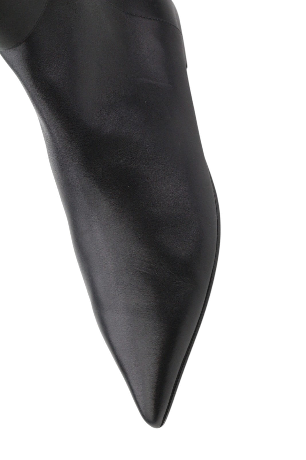 EMPORIO ARMANI Women Shoes EU37 Black Leather Pointed Toe Ankle Zip Closure