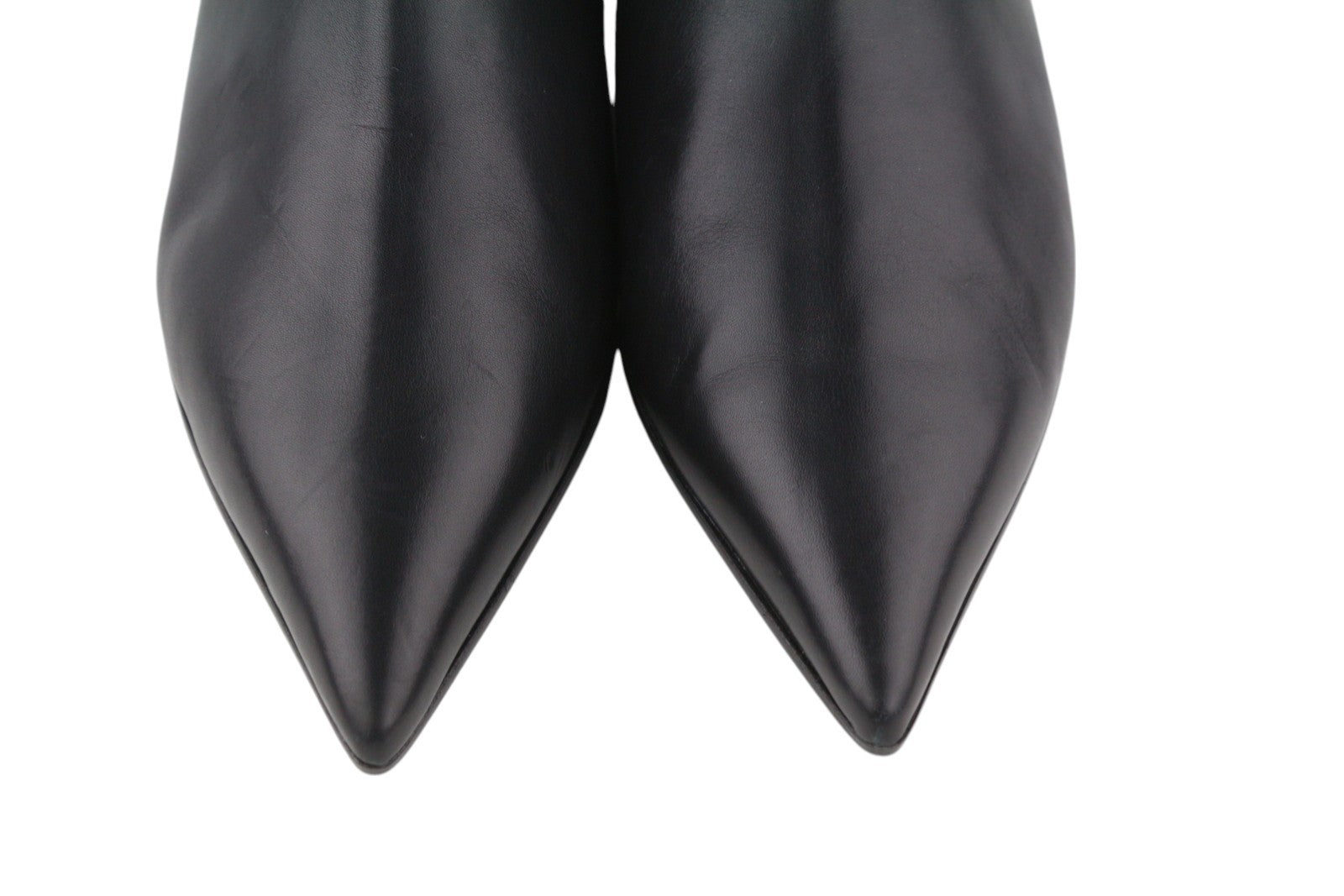 EMPORIO ARMANI Women Shoes EU37 Black Leather Pointed Toe Ankle Zip Closure