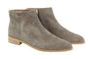 EMPORIO ARMANI X3M274 Women Boots EU37 Grey Suede Leather Almond Toe Zip Ankle