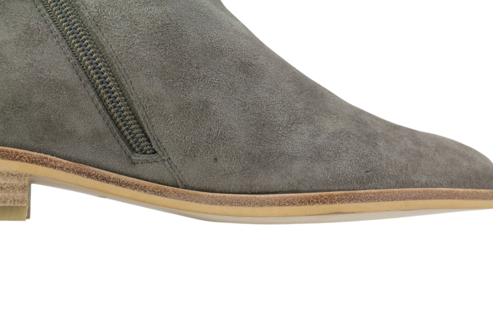 EMPORIO ARMANI X3M274 Women Boots EU37 Grey Suede Leather Almond Toe Zip Ankle