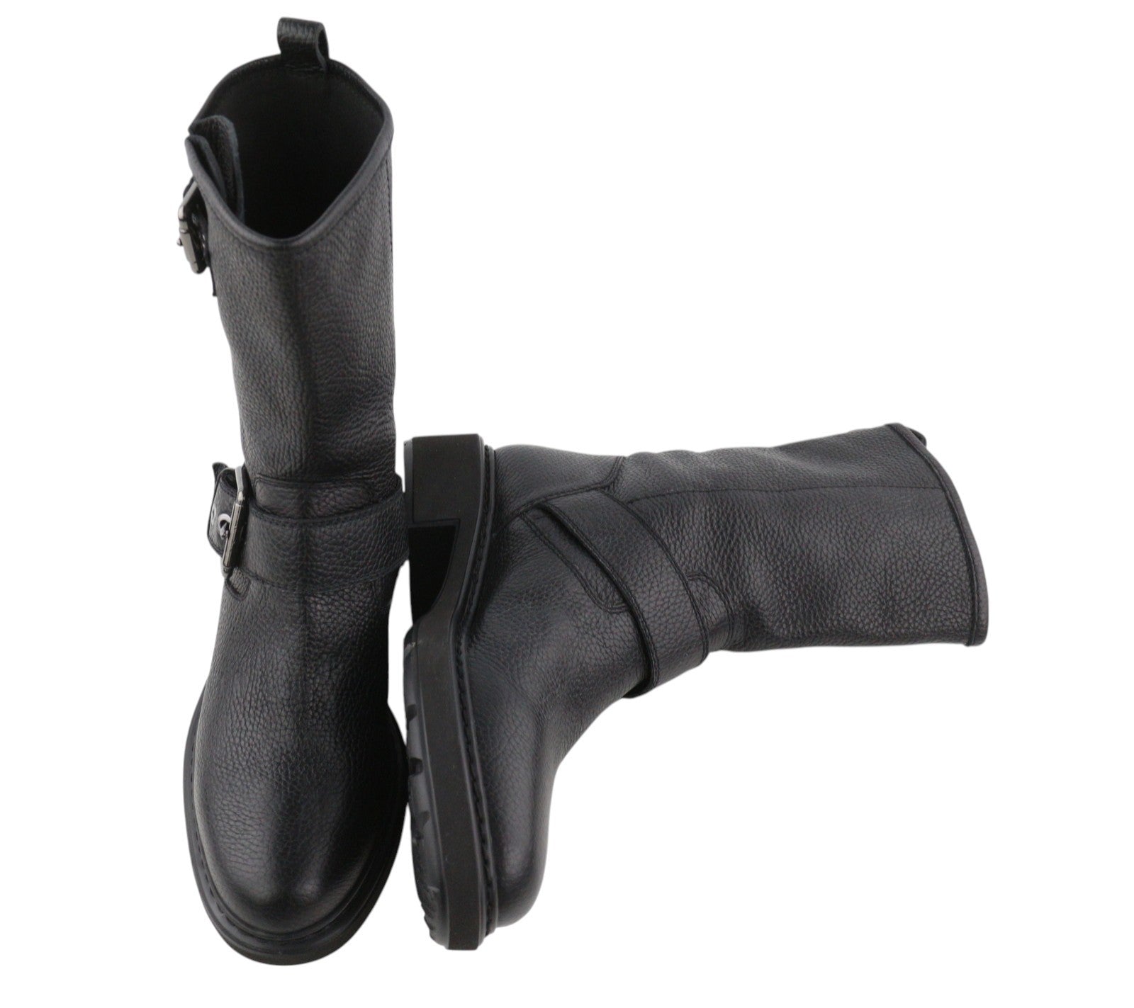 EMPORIO ARMANI X3N144 Women Boots EU37 Black Leather Buckle Ankle RRP359