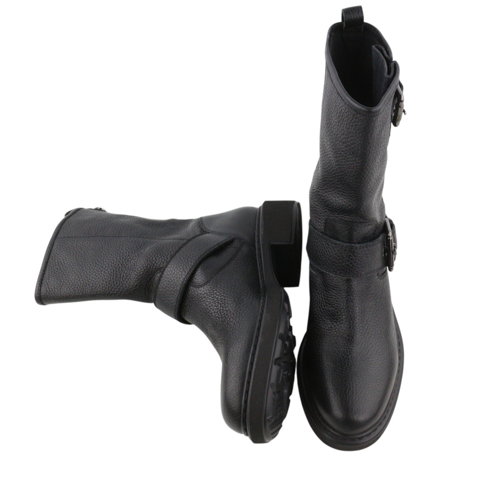 EMPORIO ARMANI X3N144 Women Boots EU37 Black Leather Buckle Ankle RRP359