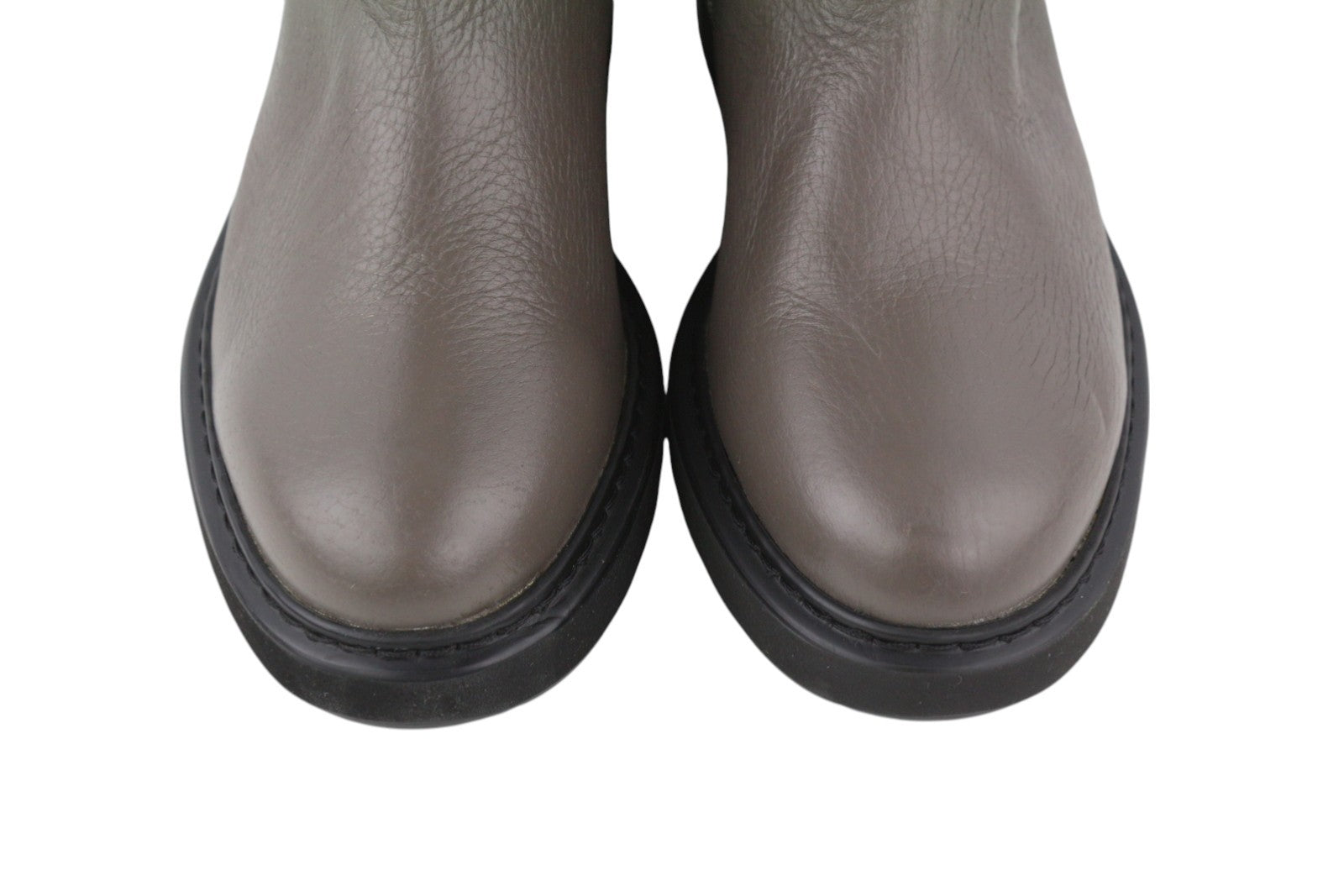 EMPORIO ARMANI X3N151 Women Boots EU37 Grey Leather Almond Toe Zipper Mid Top