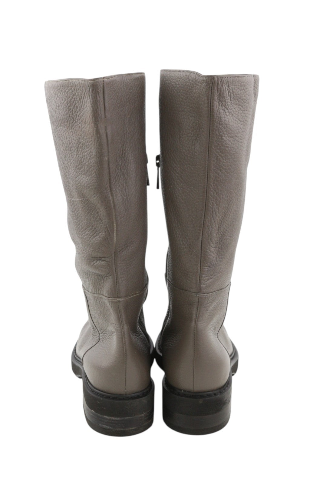 EMPORIO ARMANI X3N151 Women Boots EU37 Grey Leather Almond Toe Zipper Mid Top