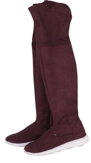 ARMANI EXCHANGE Women Shoes EU37 Burgundy Suede Leather Almond Toe Knee High