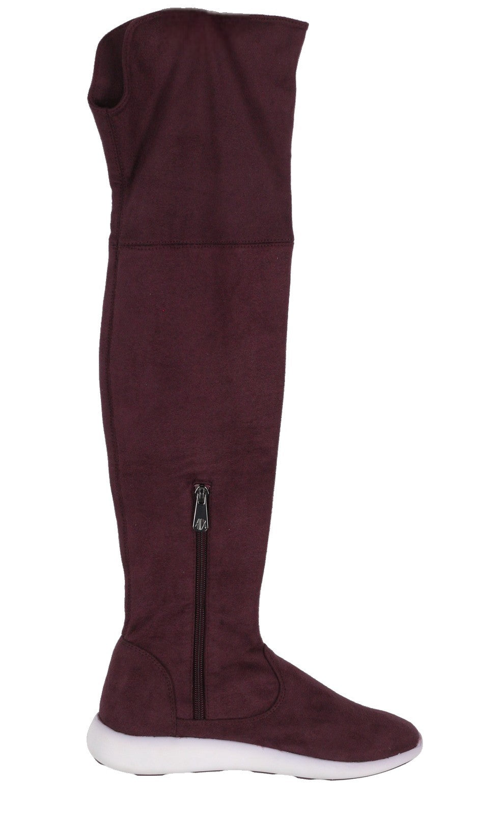 ARMANI EXCHANGE Women Shoes EU37 Burgundy Suede Leather Almond Toe Knee High