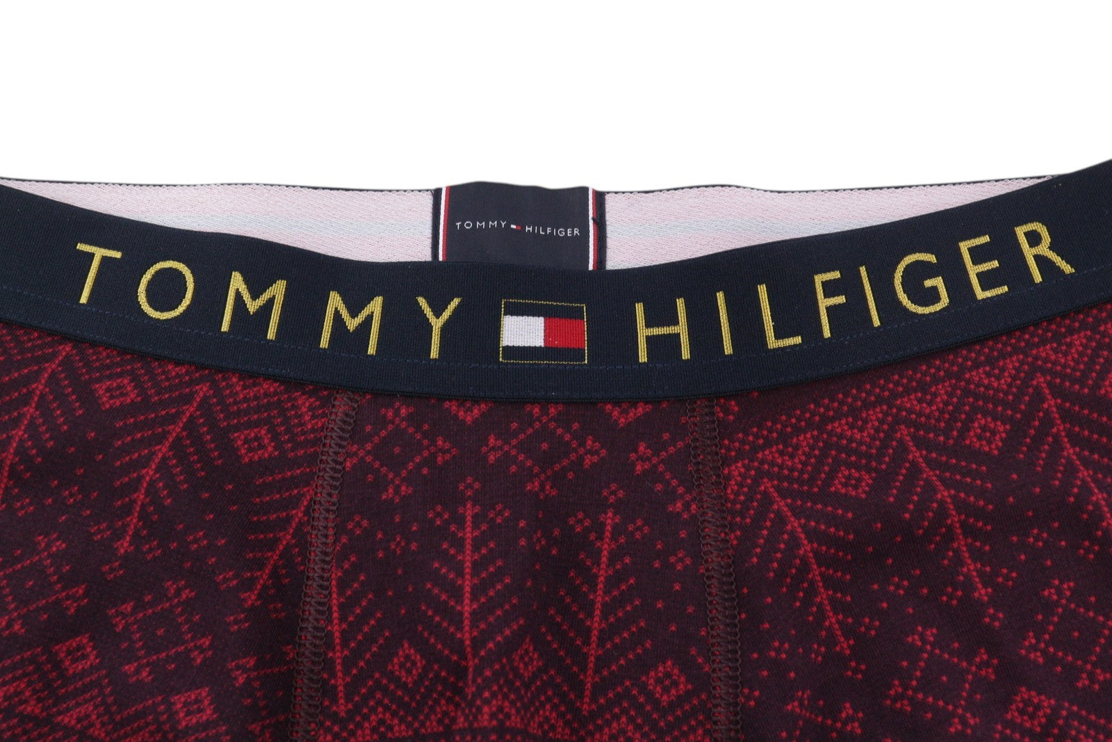 TOMMY HILFIGER Men Underwear S Burgundy Trunk & Sock Set Printed Boxers