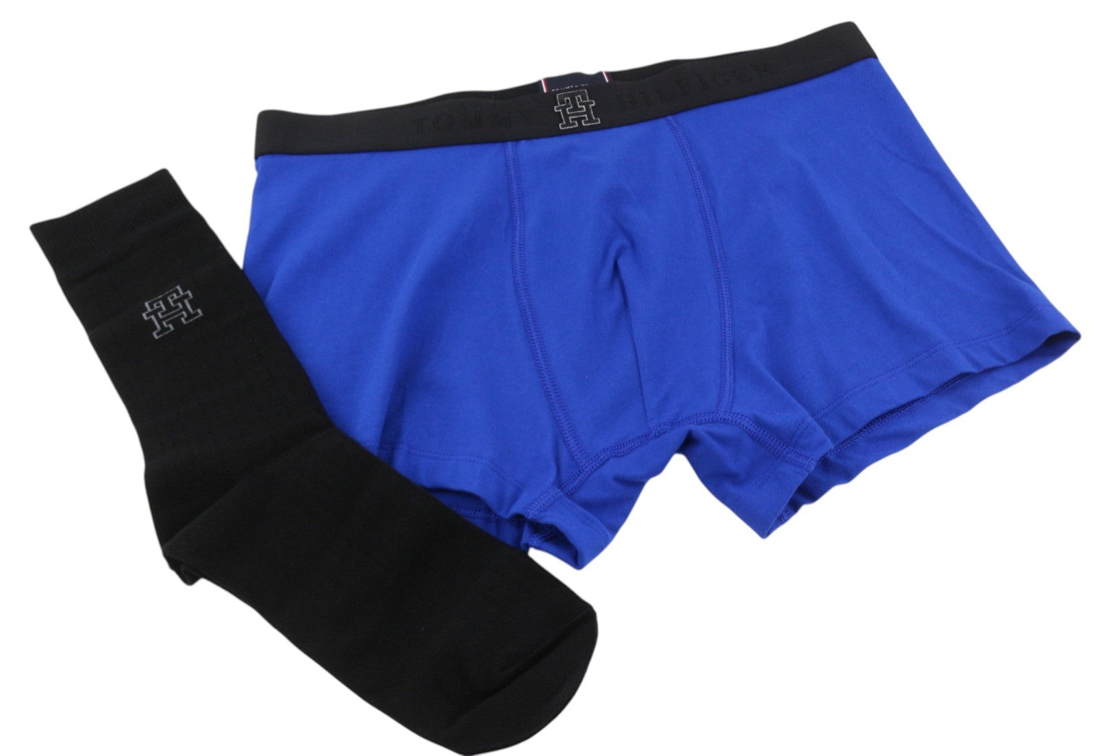 TOMMY HILFIGER Men Underwear S Blue Trunk & Sock Set Embroidered Boxers