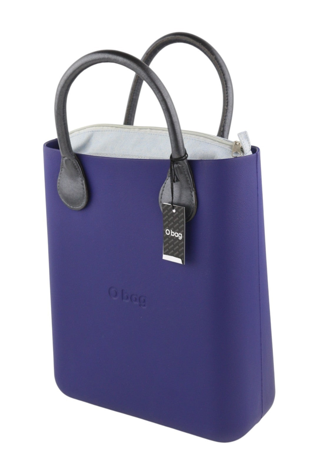O BAG Chic Women Bag OS Blue Double Handle Mini Tote Inner Pouch Square Logo