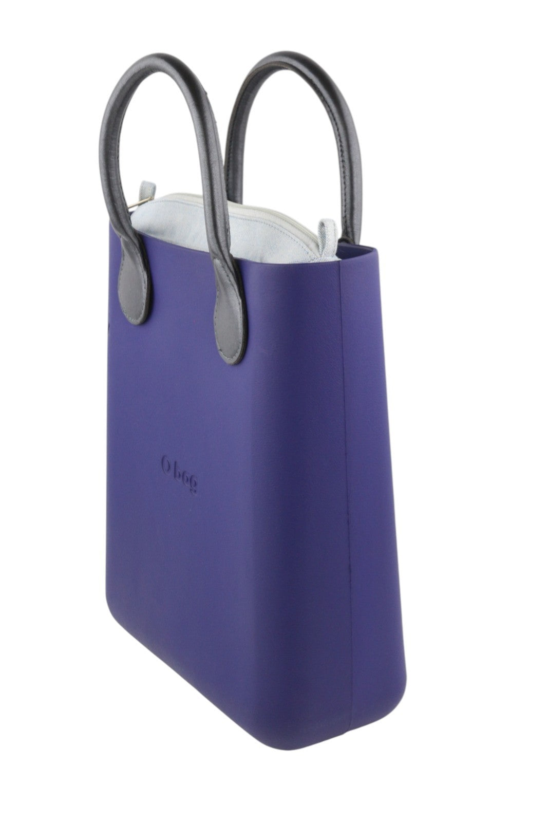 O BAG Chic Women Bag OS Blue Double Handle Mini Tote Inner Pouch Square Logo