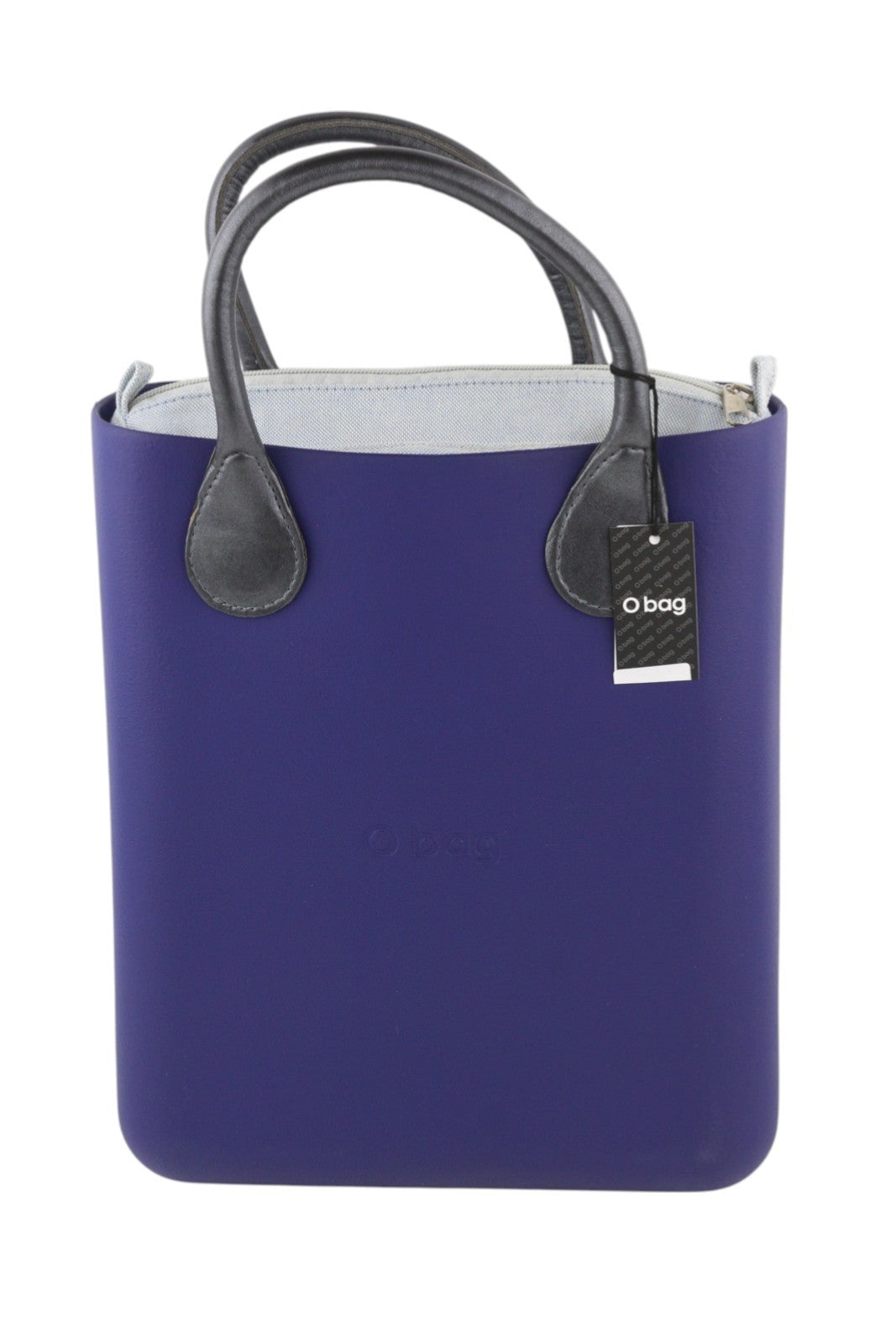 O BAG Chic Women Bag OS Blue Mini Square Tote Double Handles Inner Bag