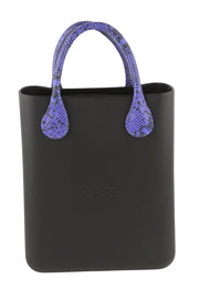 O BAG Chic Women Bag OS Black Patterned Tote Double Handles Inner Pouch Square