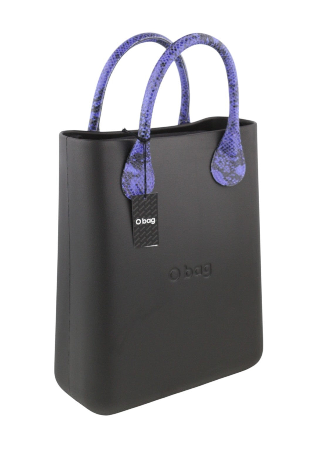 O BAG Chic Women Bag OS Black Patterned Tote Double Handles Inner Pouch Square