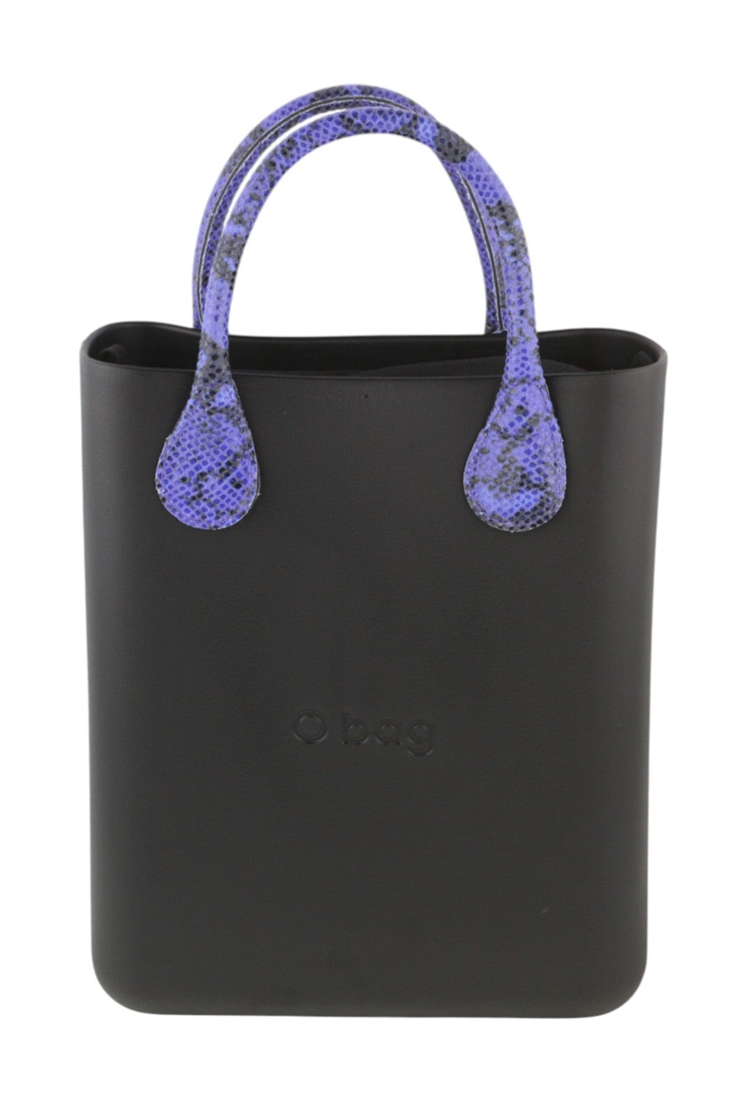 O BAG Chic Women Bag OS Black Purple Square Tote Inner Bag Logo Handles