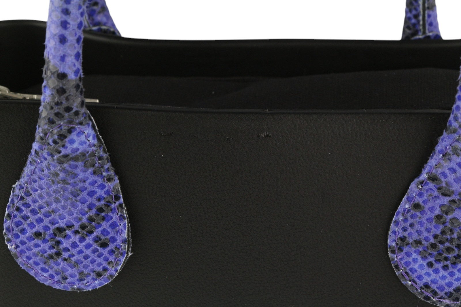 O BAG Chic Women Bag OS Black Purple Square Tote Inner Bag Logo Handles