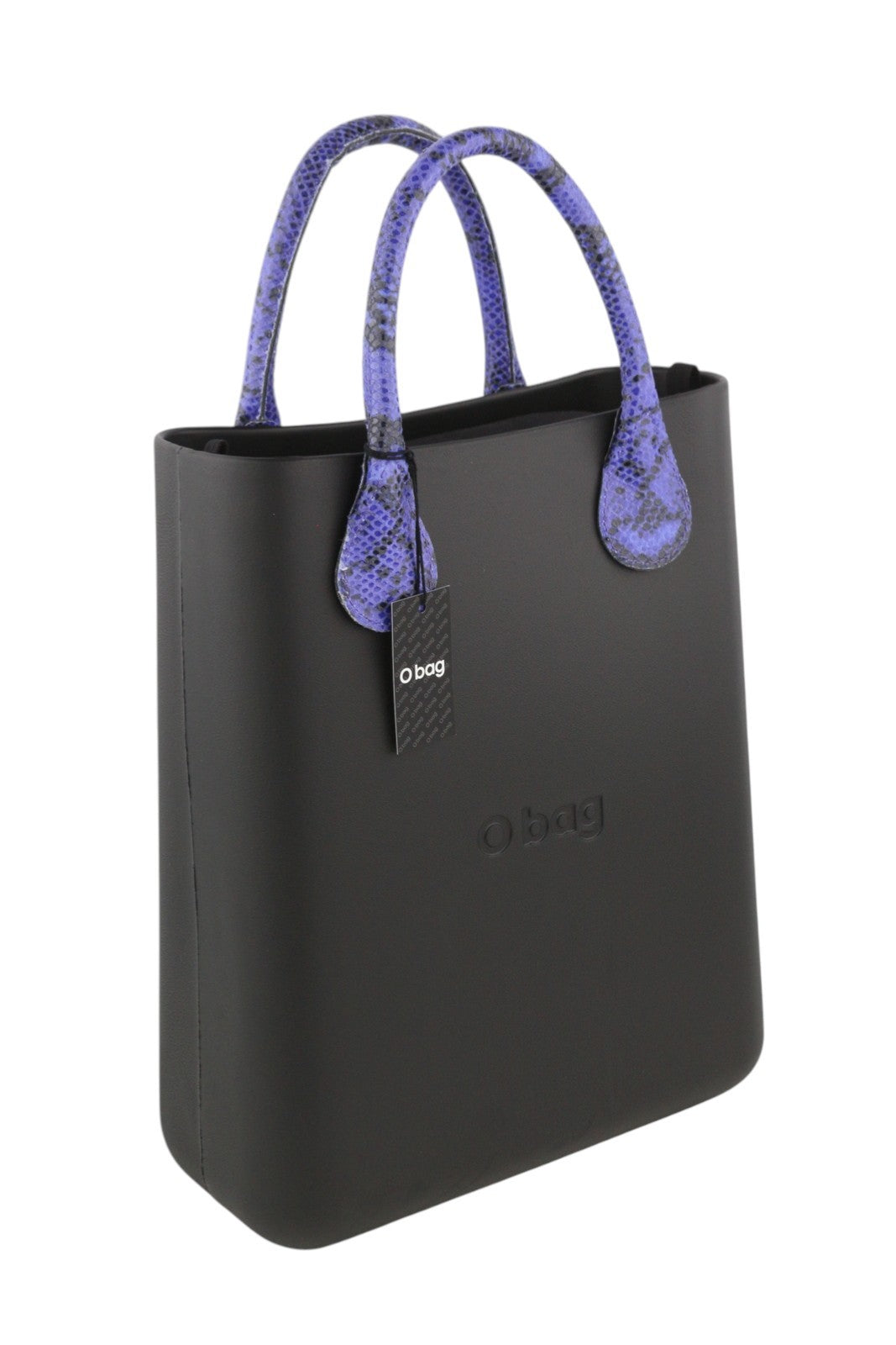 O BAG Chic Women Bag OS Snake Purple Double Handle Inner Pouch Square Tote Logo