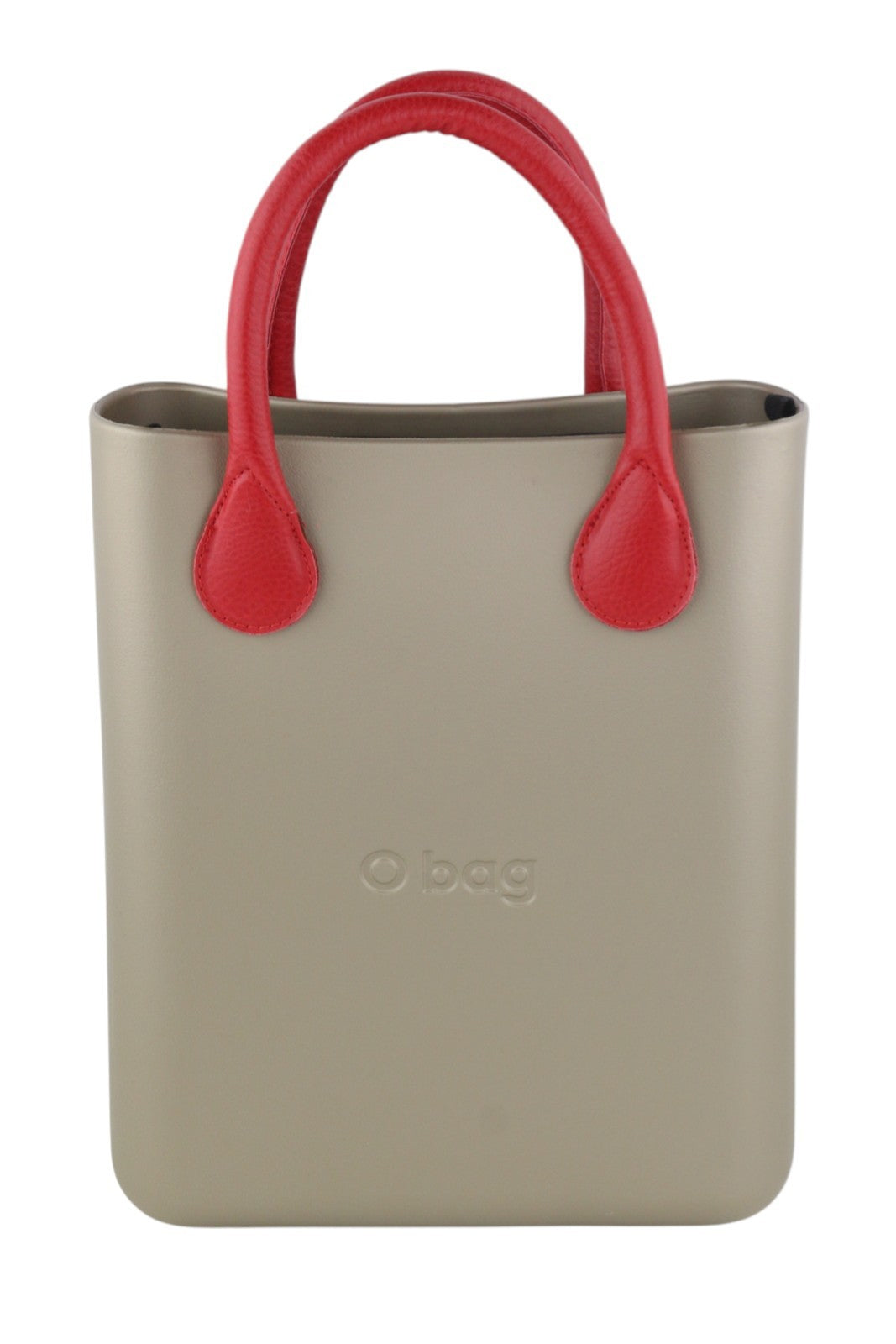 O BAG Chic Women Bag OS Brown Gold Inner Bag Logo Square Tote Handles