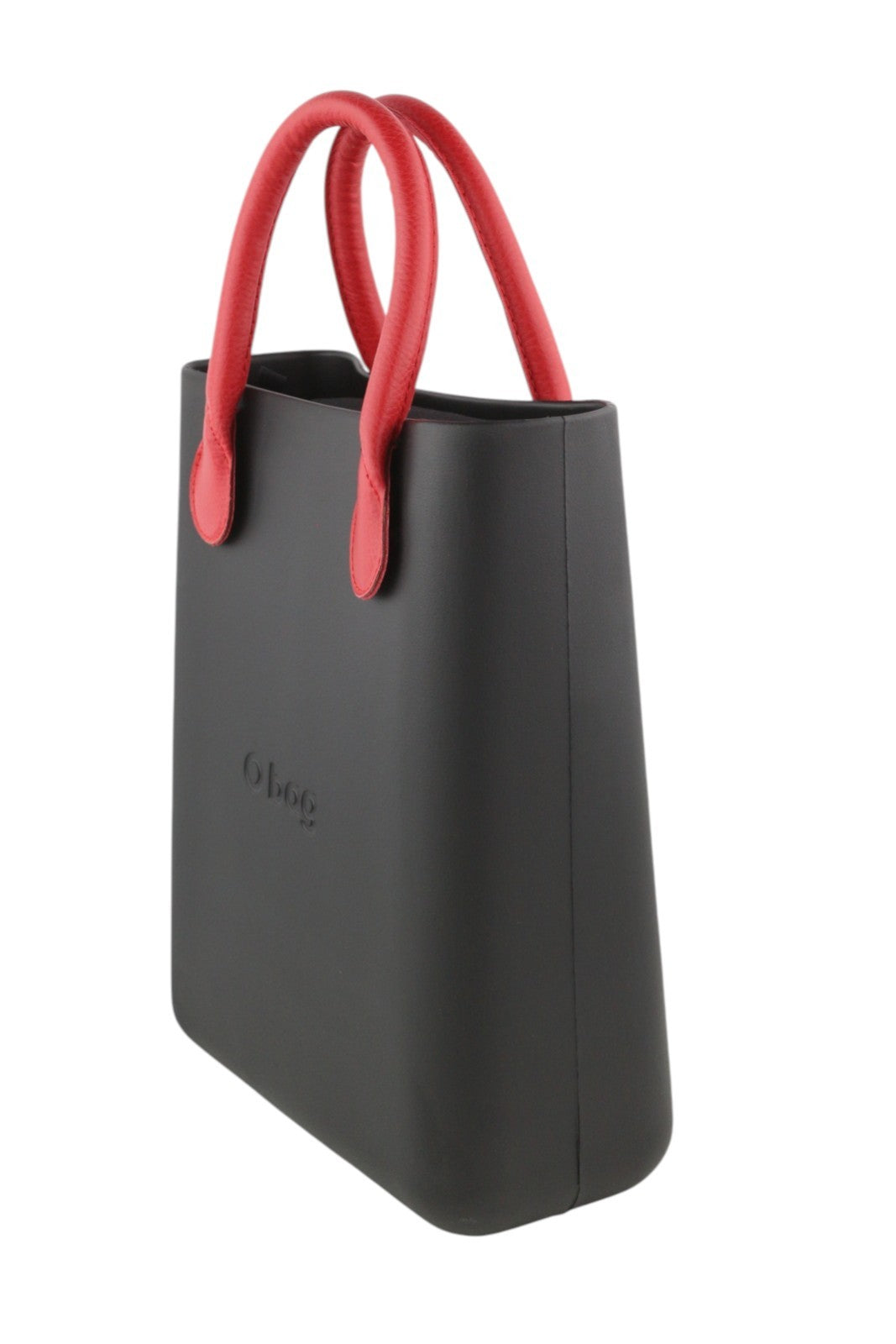 O BAG Chic Women Bag OS Black Red Double Handle Inner Pouch Square Tote