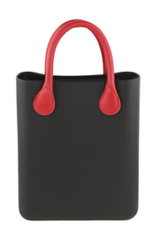 O BAG Chic Women Bag OS Black Textured Pattern Front Square Tote Inner Pouch